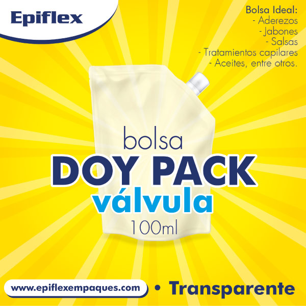 Bolsa Doy Pack Transparente con Válvula Dosificadora 100ml