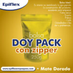 Bolsas Doy Pack con Zipper en Colores Mate 250g Dorado
