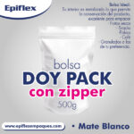 Bolsas Doy Pack con Zipper en Colores Mate 500g Blanco